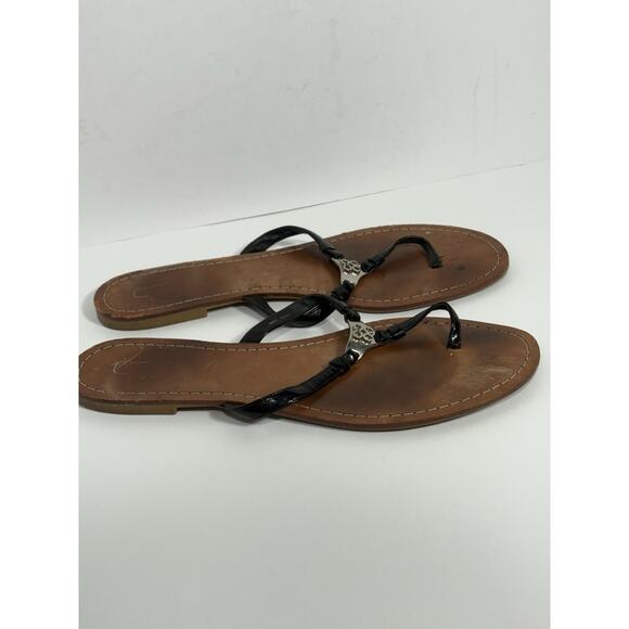 Coach Rachal Patent Leather Black Size 10 B Slides Thong Sandals Women Flats‎ - Picture 7 of 9